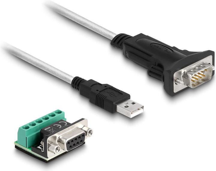 Delock Adattatore da USB 2.0 tipo-A a 1 spina seriale RS-422/485 con morsettiera a 6 pin adattatore 5 V (1.80 m)