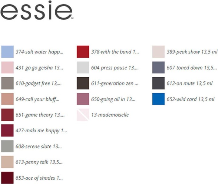 Nutritional values and ingredients Essie Nail polish (266 Naughty Nautical, Colour paint)