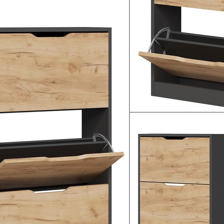 Produktbild Vicco Schuhkipper Luca, Anthrazit/Goldkraft Eiche, 59 x 137 cm mit 4 Fächern