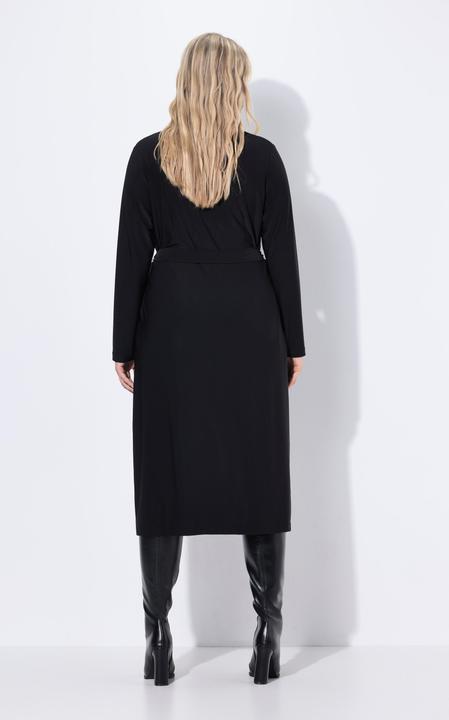 Image du produit Ulla Popken Robe midi à manches longues, col chemise et effet cache-coeur (46, 48)