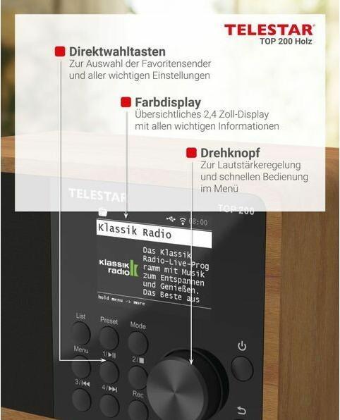 Produktbild Telestar Top 200 (DAB+, FM, Internetradio, Bluetooth, WLAN)
