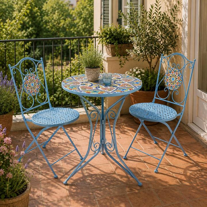 Produktbild HTI-Living Gartenstuhl 2er-Set Metall Türkis Tunis
