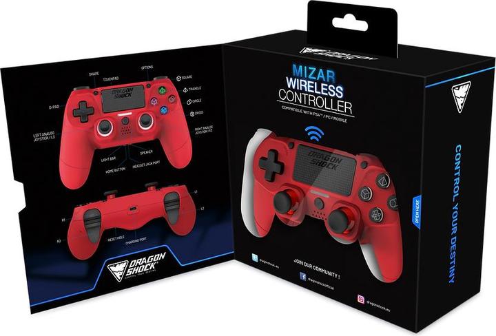 Actual product image DragonShock Controller Mizar Wireless red PS4 (PS4)