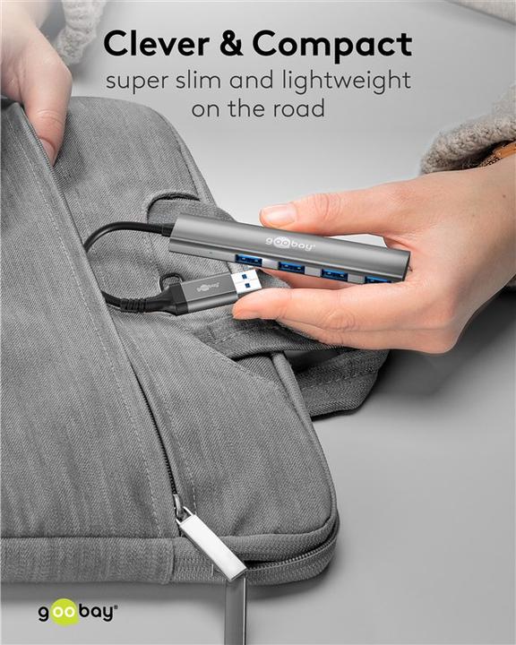 Immagine prodotto Goobay 2in1 Slim 4-Port USB-Hub, 5 Gbit/s (USB-A, USB-C, 4 porte)