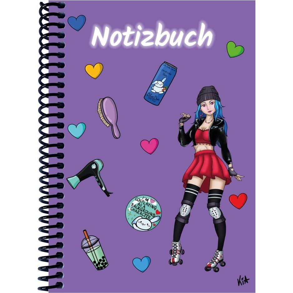 E & Z, Heft + Block, A 4 Notizbuch Manga Enora, lila, linier (A4, Liniert)