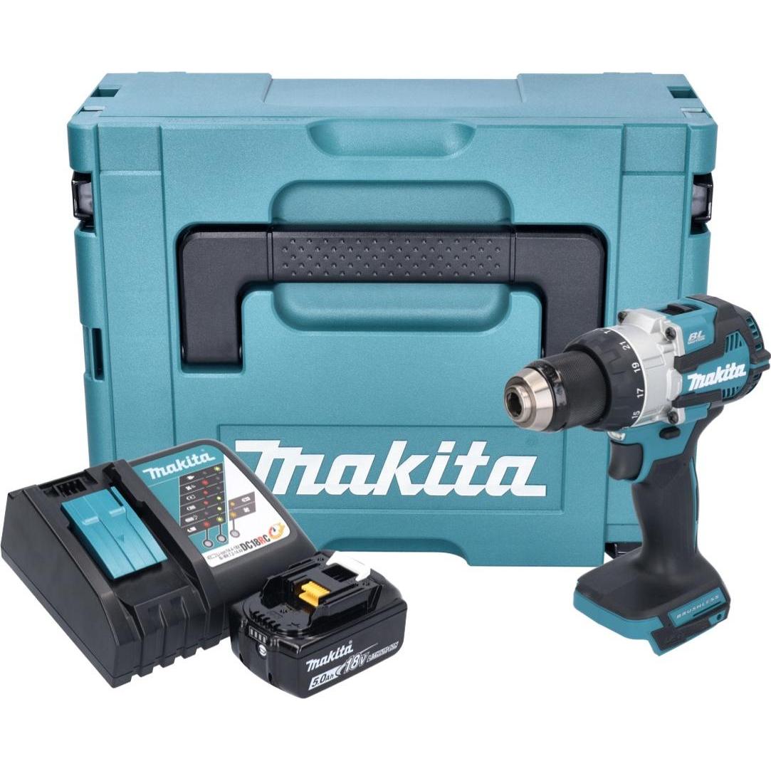 Thumbnail - Makita, Bohrmaschine + Akkuschrauber, DHP 489 RT1J Akku Schlagbohrschrauber 18 V 73 Nm Brushless + 1x Akku 5,0 Ah + Lade...