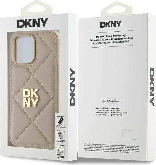 Produktbild DKNY DKHCP14LPQDSLE iPhone 14 Pro 6.1" beżowy/beige Quilted Stack Logo (Apple iPhone 14 Pro)