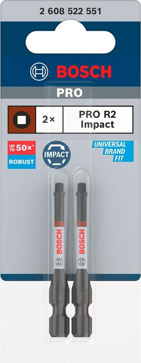 Produktbild Bosch Professional Zubehör PRO Robertson Impact Bit, R2, 55 mm, 2-tlg.
