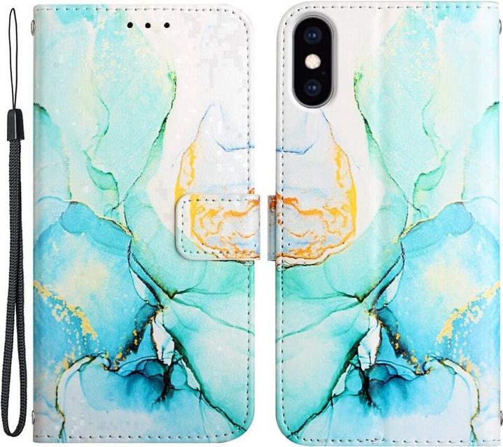 Actual product image Cover-Discount iPhone Xs / X- Leather Case blue Marble (Apple iPhone X, Apple iPhone XS)