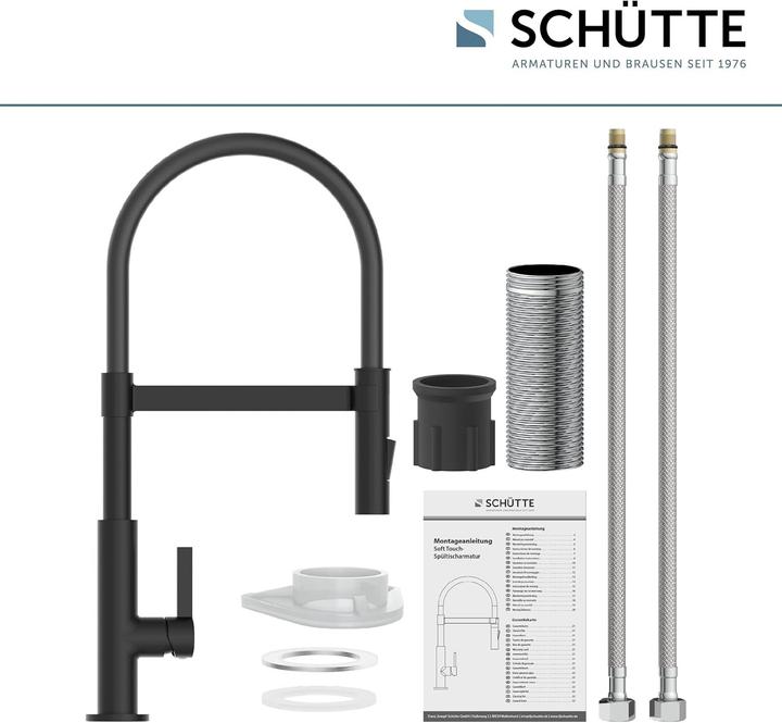 Produktbild Schütte Wasserhahn Küche MIAMI Spültischarmatur Schwarz matt mit Soft-Touch Schlauch Schwenkbar 79147