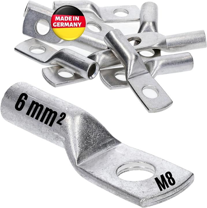 Kalitec 10 Stück DR6-8 Press-Kabelschuh 6mm² M8 I Verbinder nach DIN 46235 I Made in Germany