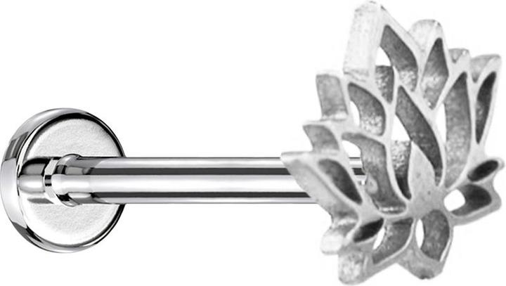 Produktbild Star Piercing Micro Labret Innengewinde silber Lotusblume (Chirurgenstahl 316L, ohne Messing)