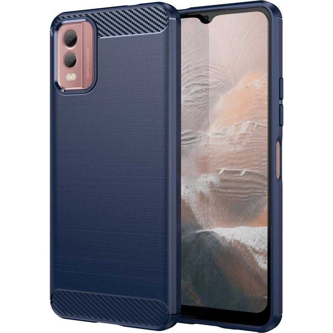 König Design Hülle Handy Schutz für Nokia C32 Case Cover Tasche Bumper Etuis Carbon Optik Neu (Nokia C32), Smartphone Hü...