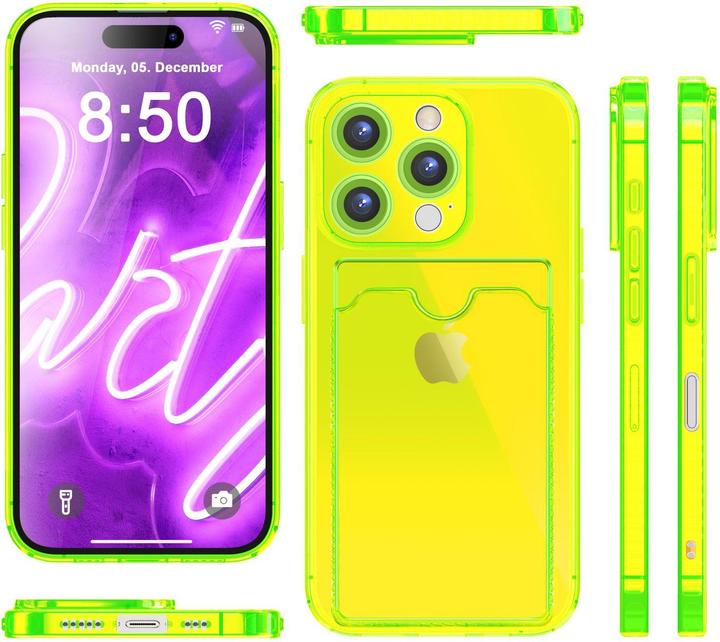Immagine prodotto Nalia Portacarte trasparente in silicone trasparente al neon (Apple iPhone 16 Pro Max)