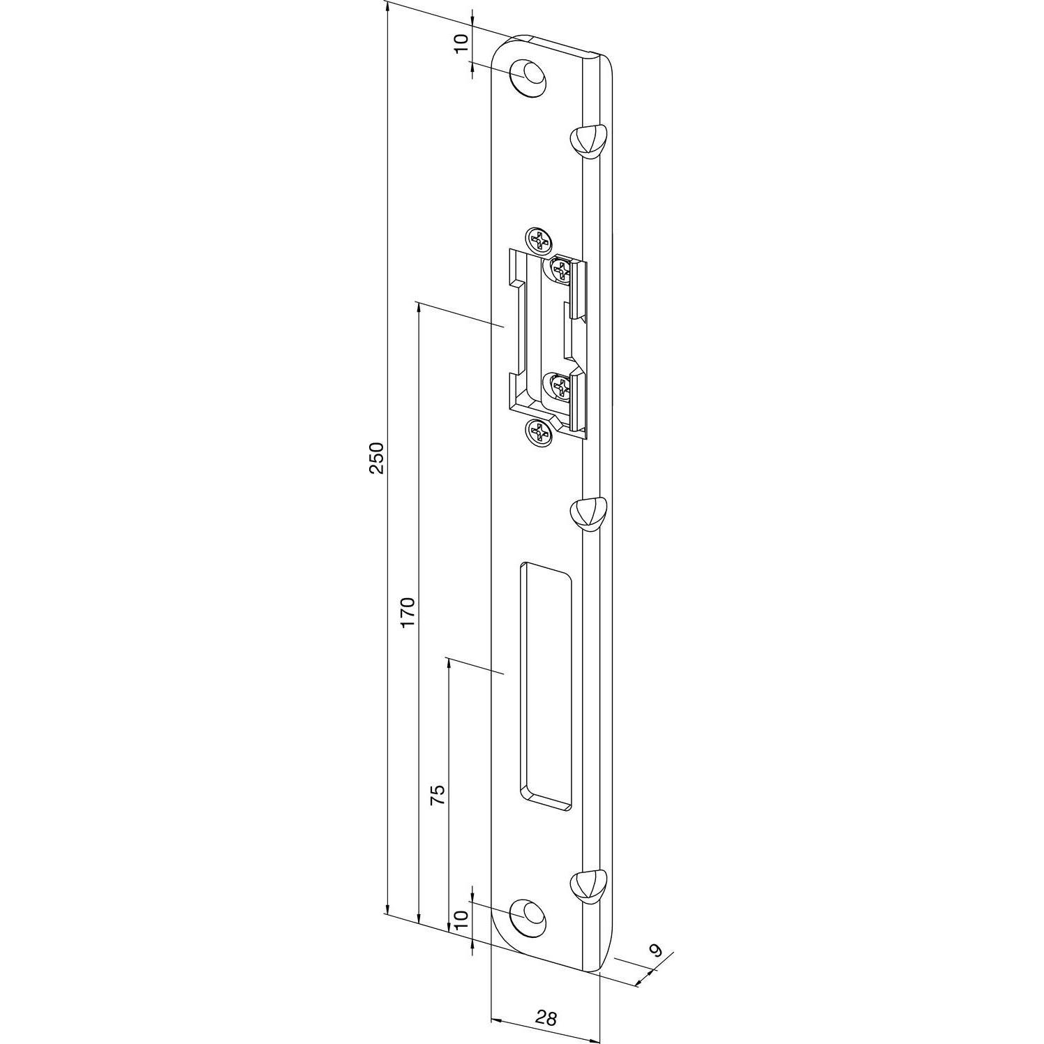 KFV, Türgriff + Fenstergriff, Schliessblech zu AS2600/3500 f.Falle u.Riegel, rechts, verz.silber (Türschild)