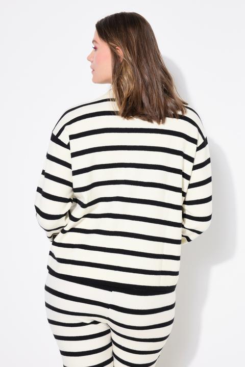Produktbild Studio Untold Polo-Pullover, oversize, Strukturstrick mit Ringeln (42, 44)