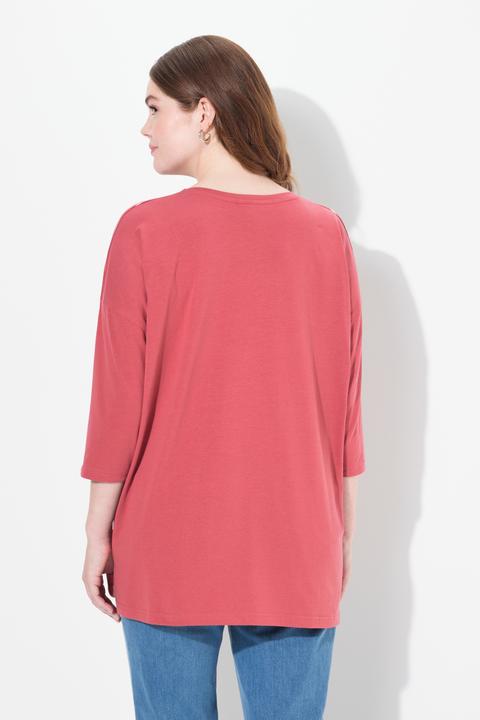 Immagine prodotto Ulla Popken Maglia dal taglio oversize in cotone biologico con scollo a girocollo e maniche a 3/4 (50, 52)