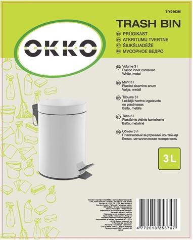 Produktbild Okko TRASH BIN PEDAL WHITE T-Y0103M 3 L (3 l)