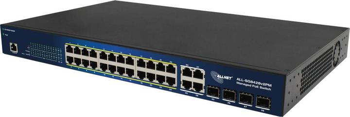 Actual product image Allnet switch smart managed layer2 24 port? poe budget 370w? 24x poe at? 4x sfp? 19"? all-sg84 (24 ports)