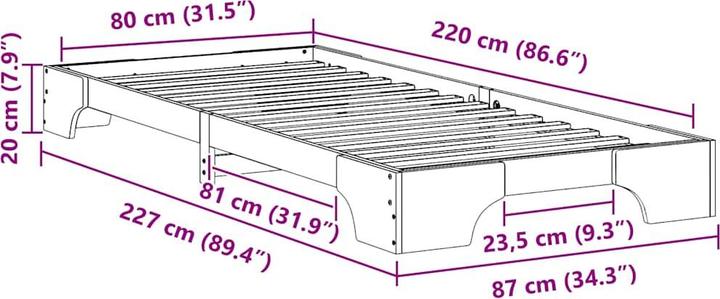 Image du produit vidaXL Bettrahmen (80 x 220 cm)