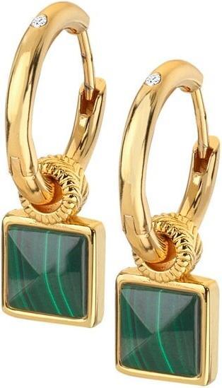 Actual product image Hot Diamonds Luxury round earrings with diamonds and malachite 2 in 1 Jac Jossa Hope DE713