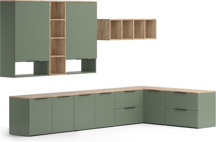 Vichy Living wall Wido, Green/Sonoma, 9 parts