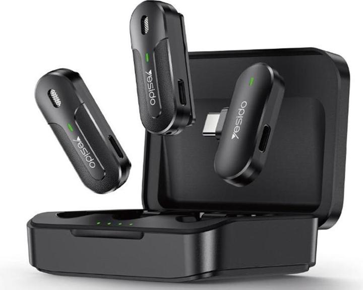 Produktbild Yesido - Lavalier Microphone 2in1 (KR17) - Type-C, 70mAh, Wireless, 2.4GHz - Black