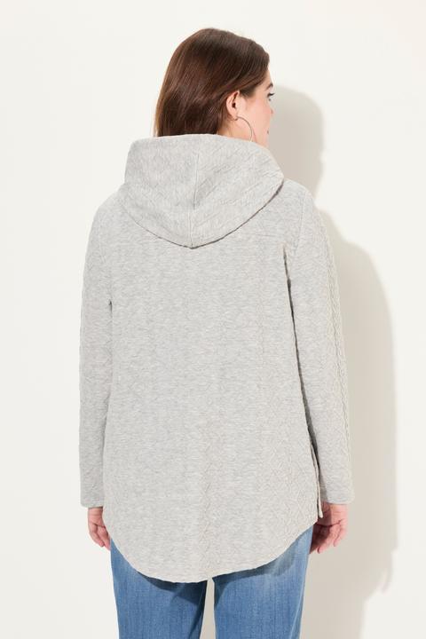 Image du produit Ulla Popken Veste à capuche, motif torsadé et boutons-pression. Dos plus long. (58)