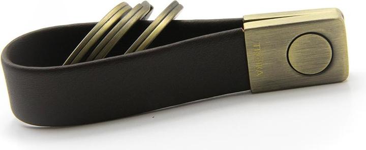 Actual product image Troika TWISTER ANTIK key holder leather loop with "TWIST fastener", brown/antique gold