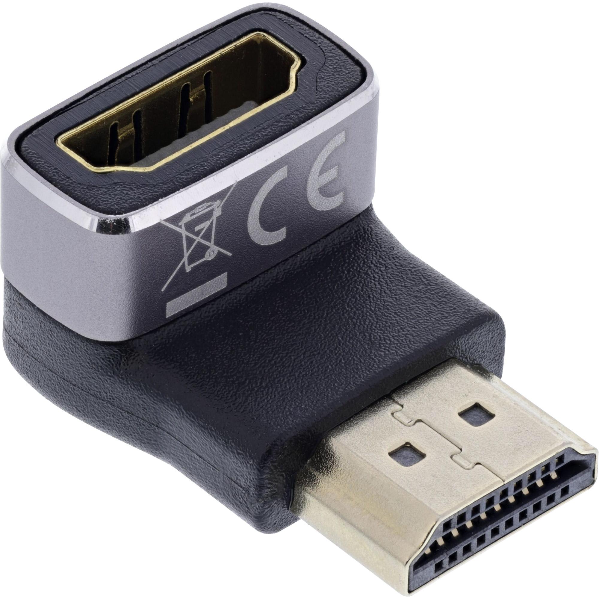 InLine HDMI Adapter (HDMI, 2.20 cm), Data + Video Adapter, Grau, Schwarz