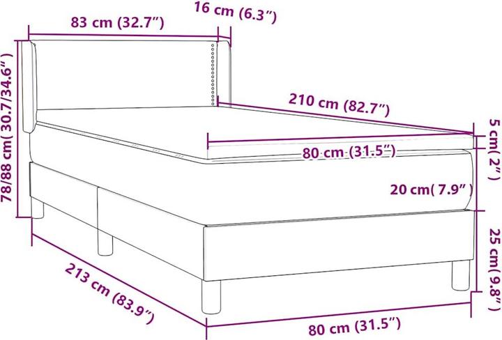 Image du produit vidaXL Boxspringbett (80 x 210 cm)