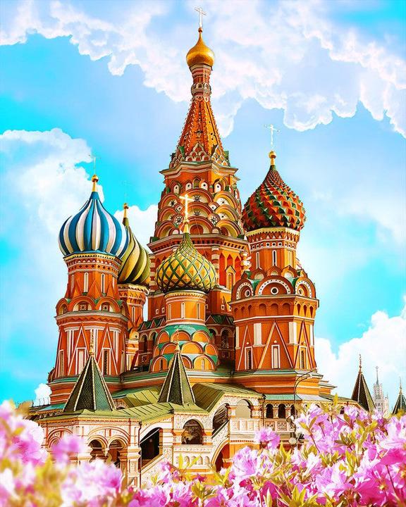 Actual product image Figured'Art Paint by Numbers framed - St Basil Cathedral