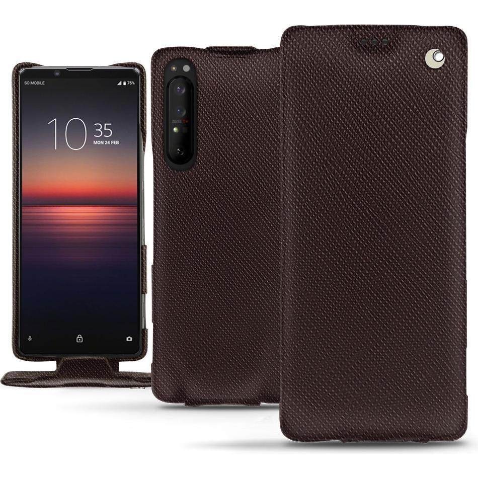 Noreve Lederschutzhülle vertikal (Sony Xperia 1 II), Smartphone Hülle, Braun