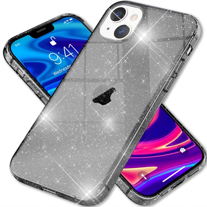 Actual product image Nalia Clear glitter silicone cover (Apple iPhone 13)