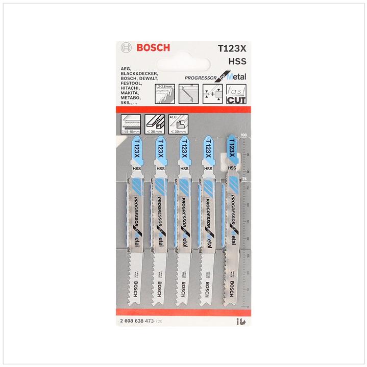 Produktbild Bosch Professional Zubehör PRO Metal thick and thin T123XF Stichsägeblatt, 100 mm, 5-tlg.