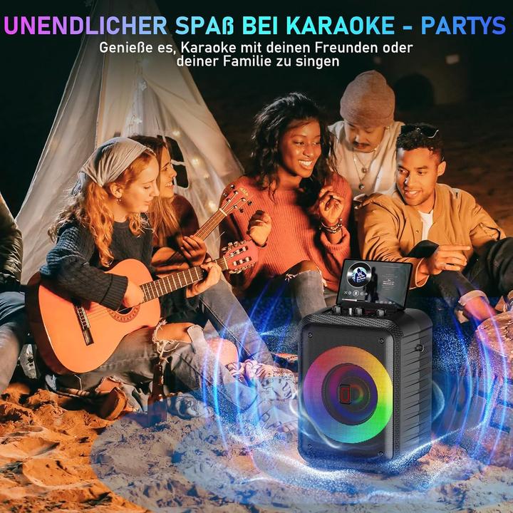 Produktbild HWWR Tragbare Karaoke Maschine D13T mit 2 Mikrofonen (Aktiv, 2x 30 W)
