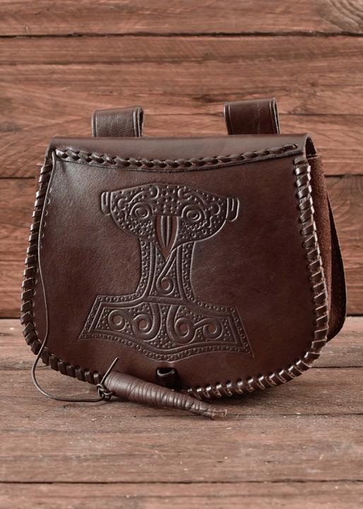 Immagine prodotto Battle Merchant Marsupio da cintura in pelle goffrata Thorshammer marrone