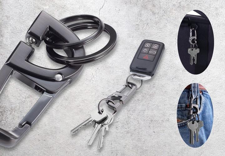 Image du produit Troika D-CLICK Porte-clés avec 2 anneaux pour clés, fermoir "clic", gris brillant