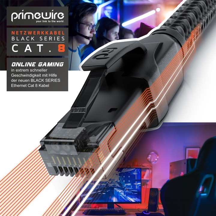 Actual product image Primewire Network cable CAT.8, RJ-45, Ethernet, patch cable CAT 8, Gigabit Ethernet 40 Gbit/s S/FTP LAN cable (S/FTP, CAT8.1, 10 m)