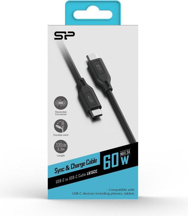 Produktbild Silicon Power Boost Link PVC LK15CC USB cable 1 m USB-C - USB-C Juodas (1 m)