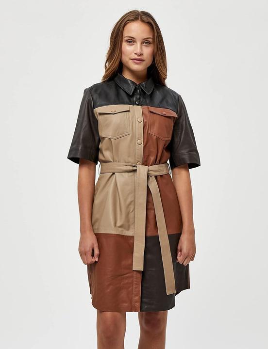 Actual product image Minus Ivory Leather Dress with Patchwork Design (36)