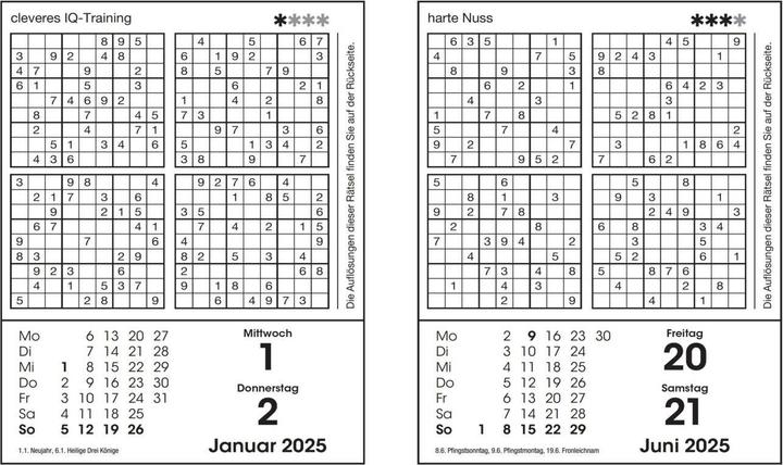 Actual product image Sudoku calendar 2025 - the popular tear-off calendar with 800 number puzzles