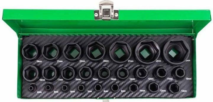 Rockforce Impact Sockets-Set 25 Stück 1/2" 1/4" 6-Winkel. (4-32mm) (10  mm, 11 mm, 12 mm, 13 mm, 14 mm, 15 mm, 16 mm, 17 mm, 18 mm, 19 mm, 20 mm, 21 mm, 22 mm, 23 mm, 24 mm, 25 mm, 26 mm, 27 mm, 28 mm, 29 mm, 30 mm, 31 mm, 32 mm, 4 mm, 5 mm, 6 mm, 7 mm, 8 mm, 9 mm)