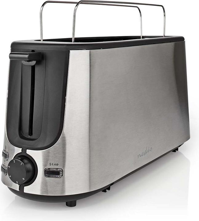 Nedis Toaster stainless steel series 1 slot Browning levels: 6 Defrost function Bread roll attachment