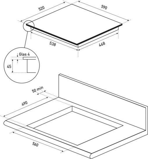 Produktbild Oranier KFC 9965 SL Kochfeld Ceran 60cm autark flächenbündig 56x49cm (61 cm)
