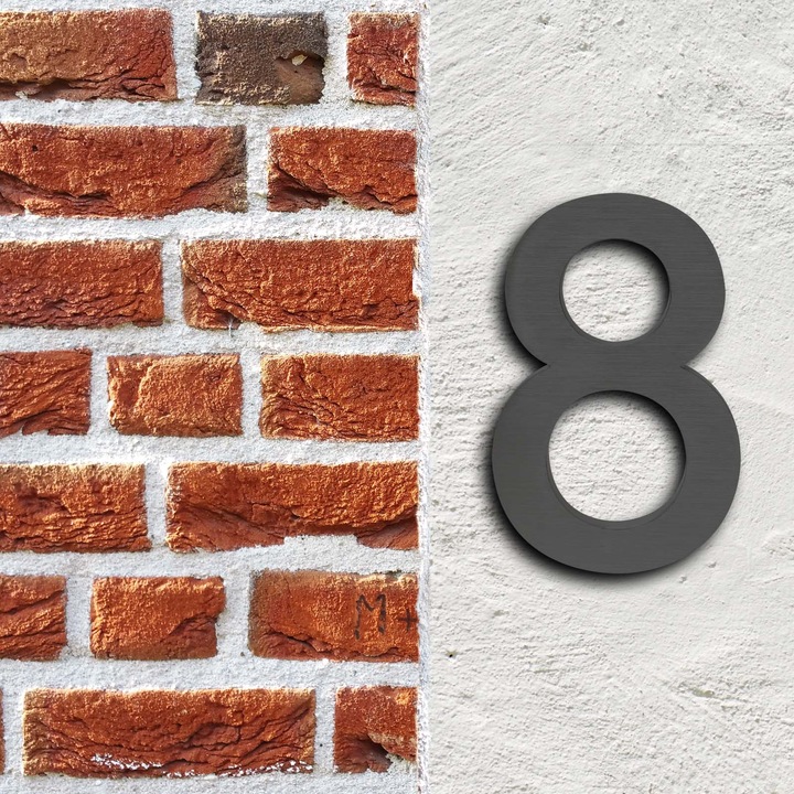 Immagine prodotto Wiltec Numero civico antracite 3-D "8" Arial 20cm Resistente alla ruggine e alle intemperie con finiture
