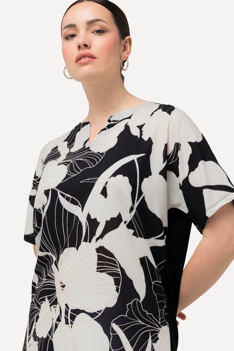 Produktbild Ulla Popken T-Shirt, Blüten, Oversized, Tunika-Ausschnitt, Halbarm (58)