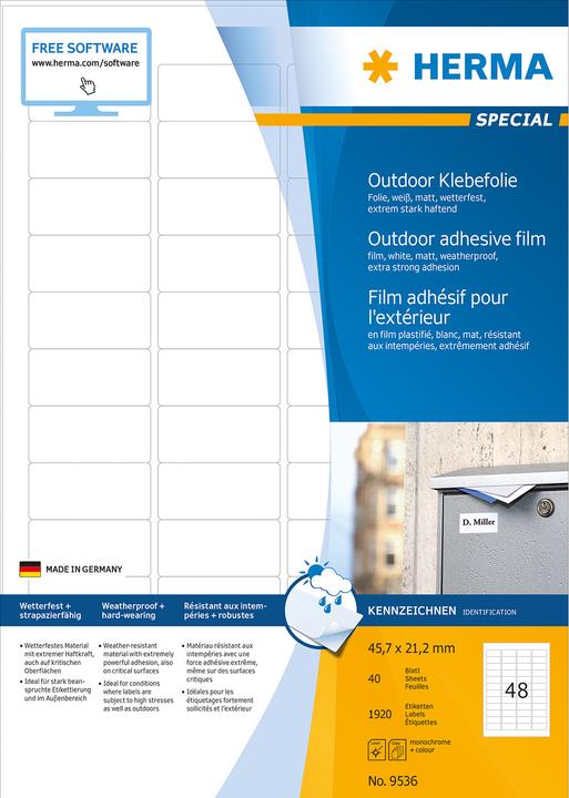 Actual product image HERMA Weatherproof labels A4