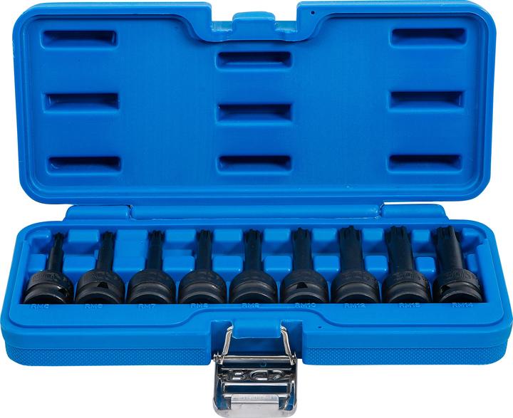 Actual product image BGS Impact Bit Socket Set 12.5 mm (1/2") Drive Spline (for Ribe) M5 - M14 9 pcs. (Wedge profile (for Ribe) M5 - M14)