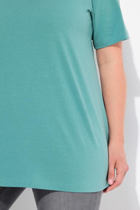 Immagine prodotto Ulla Popken T-shirt dal taglio svasato con scollo a tunica e mezze maniche (42, 44)
